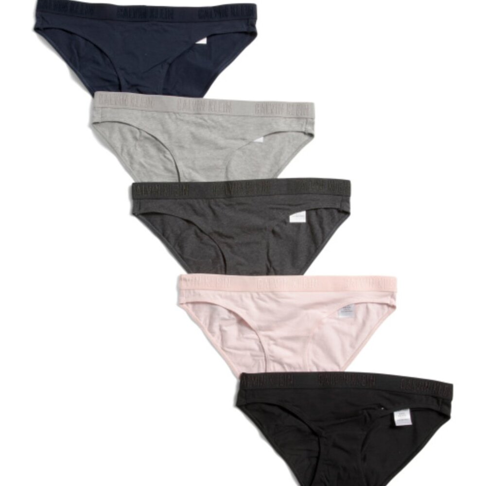 NWT 5 Pack Calvin Klein Monochrome Cheeky Bikini Briefs L MSRP Charcoal / Black